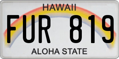 HI license plate FUR819