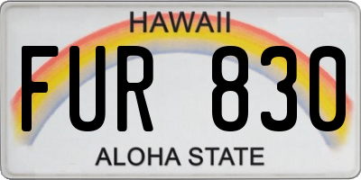 HI license plate FUR830