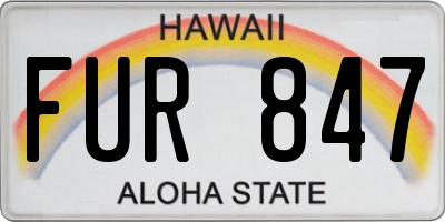 HI license plate FUR847