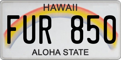 HI license plate FUR850