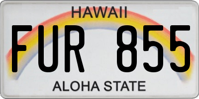 HI license plate FUR855