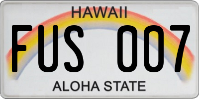 HI license plate FUS007