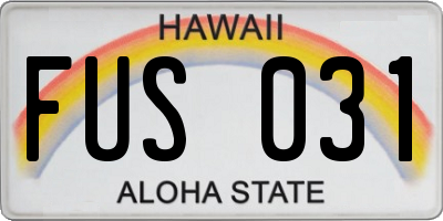 HI license plate FUS031