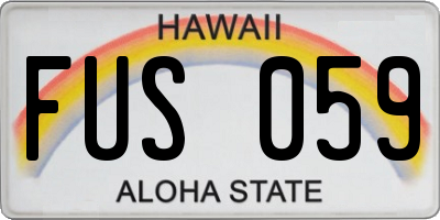 HI license plate FUS059