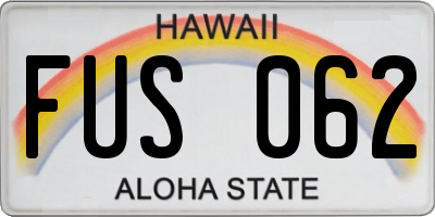 HI license plate FUS062