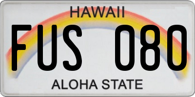 HI license plate FUS080