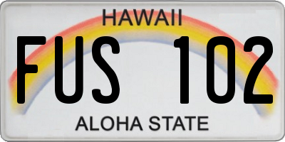 HI license plate FUS102