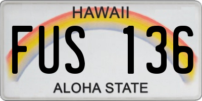 HI license plate FUS136