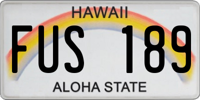 HI license plate FUS189