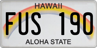 HI license plate FUS190