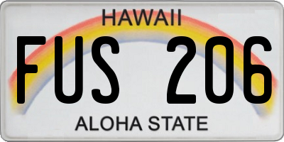 HI license plate FUS206