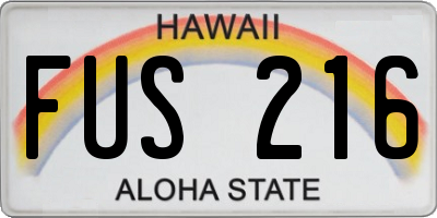 HI license plate FUS216
