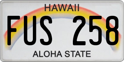 HI license plate FUS258