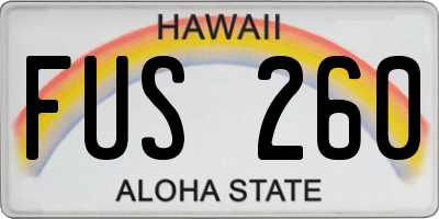 HI license plate FUS260