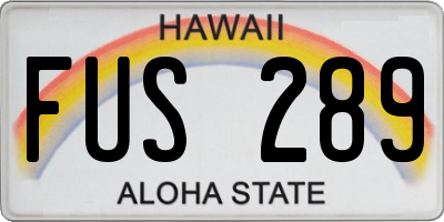 HI license plate FUS289