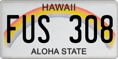 HI license plate FUS308