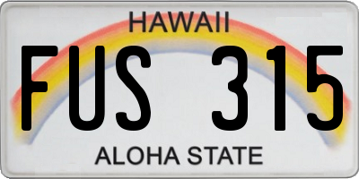 HI license plate FUS315