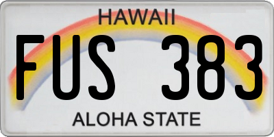HI license plate FUS383