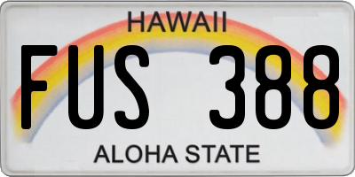 HI license plate FUS388