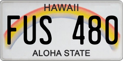 HI license plate FUS480