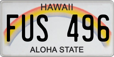 HI license plate FUS496