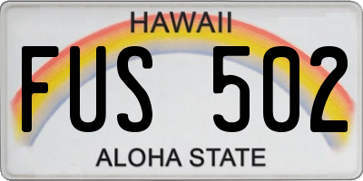 HI license plate FUS502