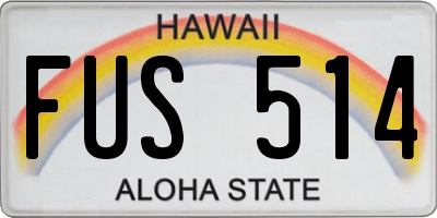HI license plate FUS514