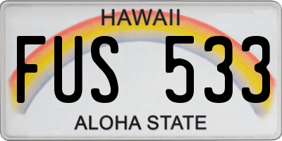 HI license plate FUS533