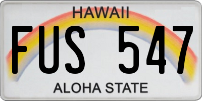 HI license plate FUS547