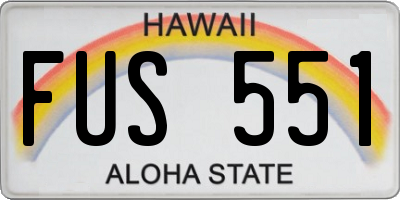HI license plate FUS551