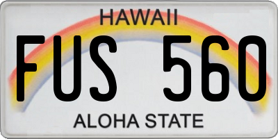HI license plate FUS560