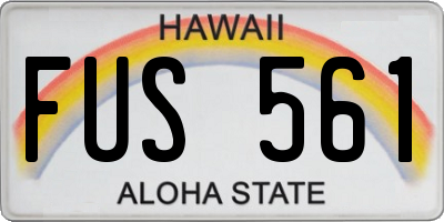 HI license plate FUS561