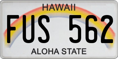 HI license plate FUS562