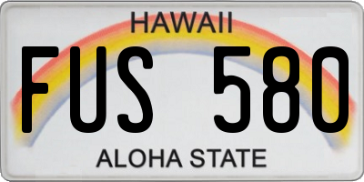 HI license plate FUS580