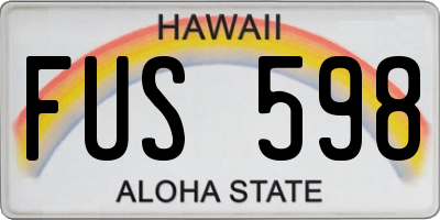 HI license plate FUS598