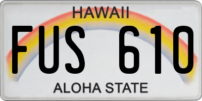 HI license plate FUS610