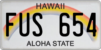 HI license plate FUS654