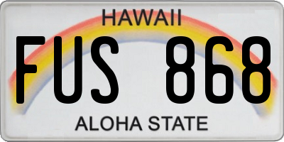 HI license plate FUS868