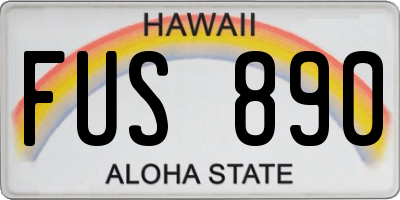 HI license plate FUS890