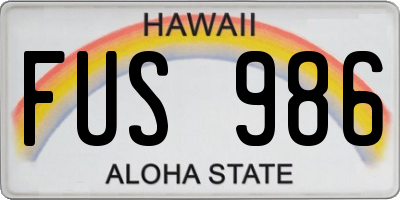 HI license plate FUS986