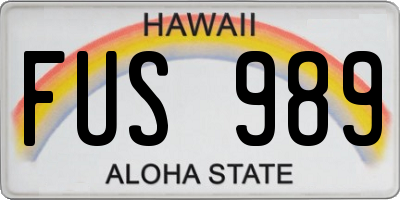 HI license plate FUS989