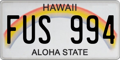 HI license plate FUS994