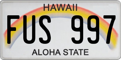 HI license plate FUS997