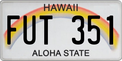 HI license plate FUT351