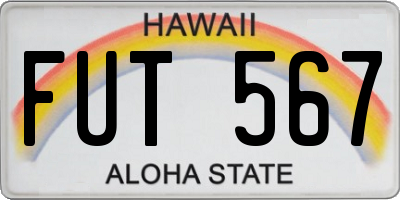 HI license plate FUT567
