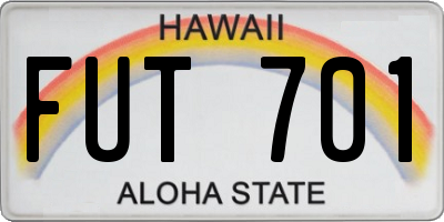 HI license plate FUT701