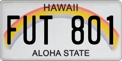 HI license plate FUT801