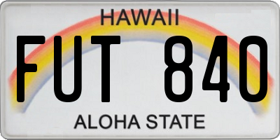 HI license plate FUT840
