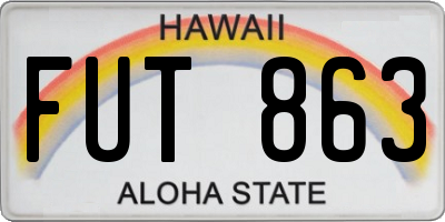 HI license plate FUT863
