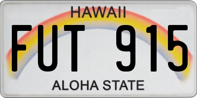 HI license plate FUT915